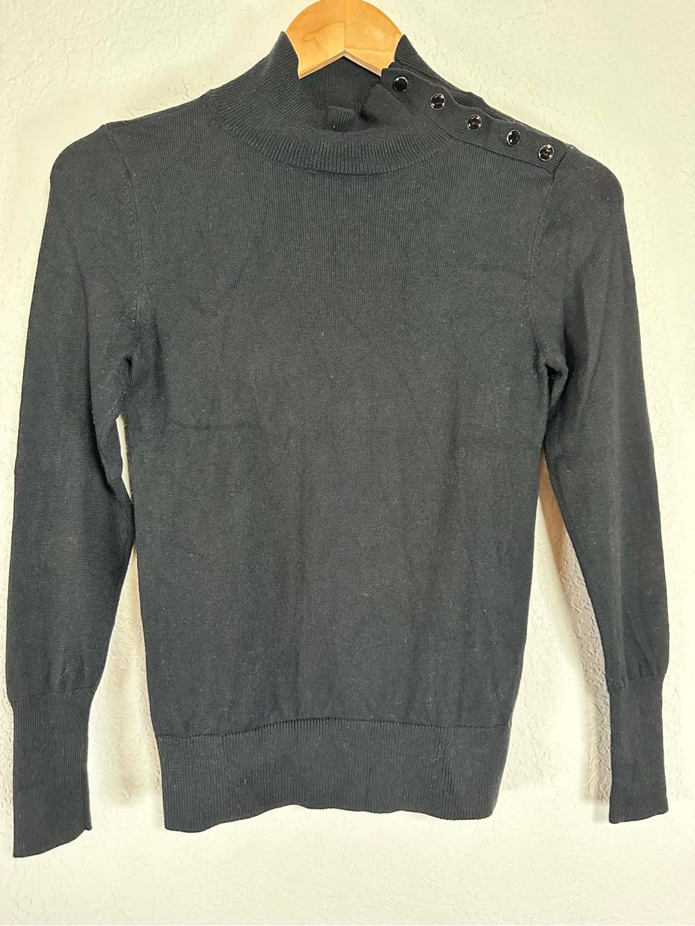 Ann Taylor Black Ribbed Knit Top